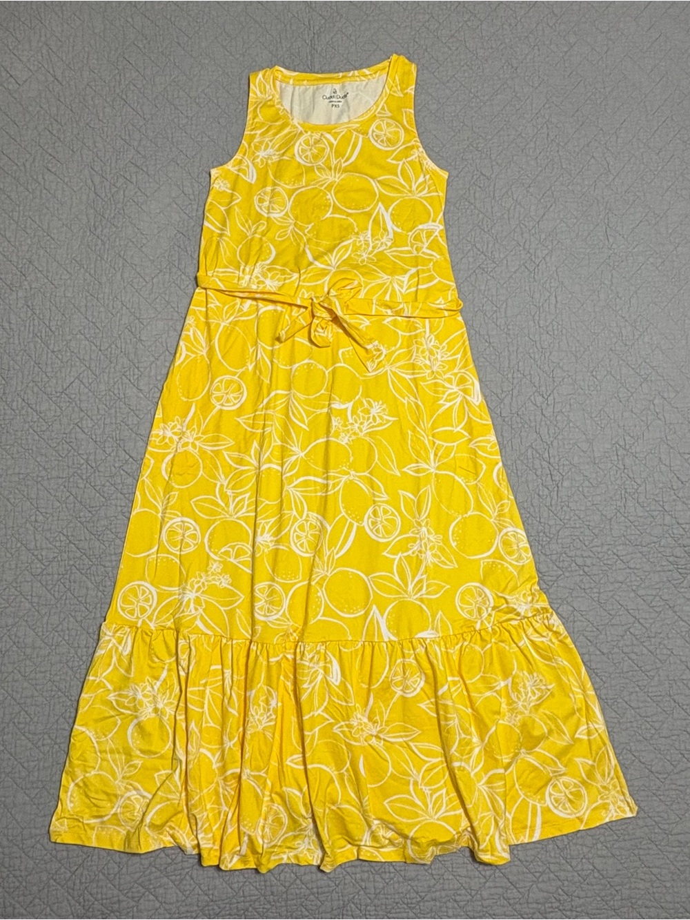 Cuddl Duds Yellow Lemon Sleeveless Stretch Maxi Dress Women's Size PXS NWOT